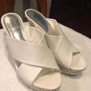 Jennifer Lopez White Wedge Sandals